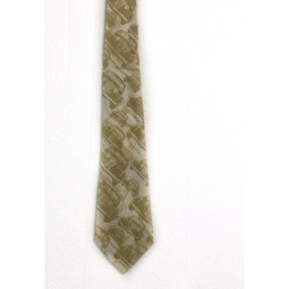 Jerry Becker Classic Cars Beige Tan Vintage Novelty Tie Necktie - Picture 5 of 6